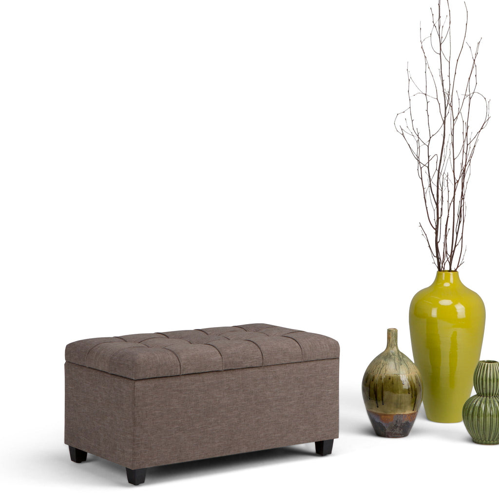 Upholstered Storage Ottoman Bench with Safety Hinge - Multiple Colors