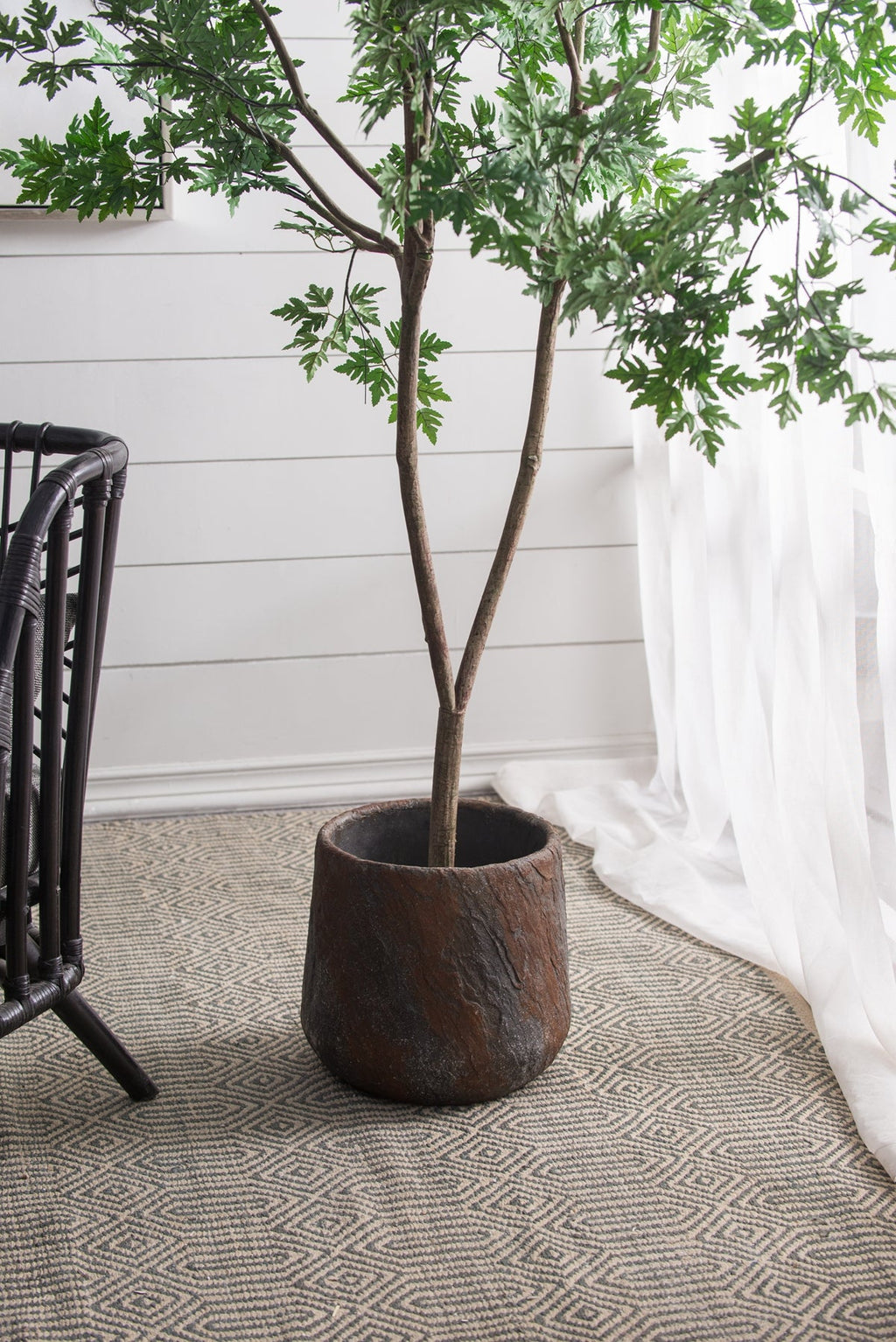 Antique Gray Cement Planter Small with Durable Construction - Garden Pot