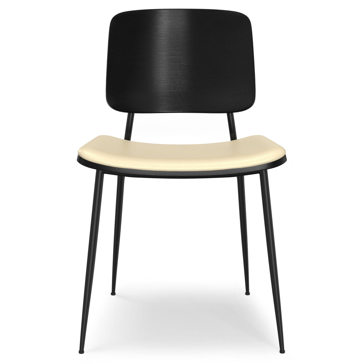 Ergonomic Dining Chair Set of 2 with Molded Plywood Backrest – Black or White