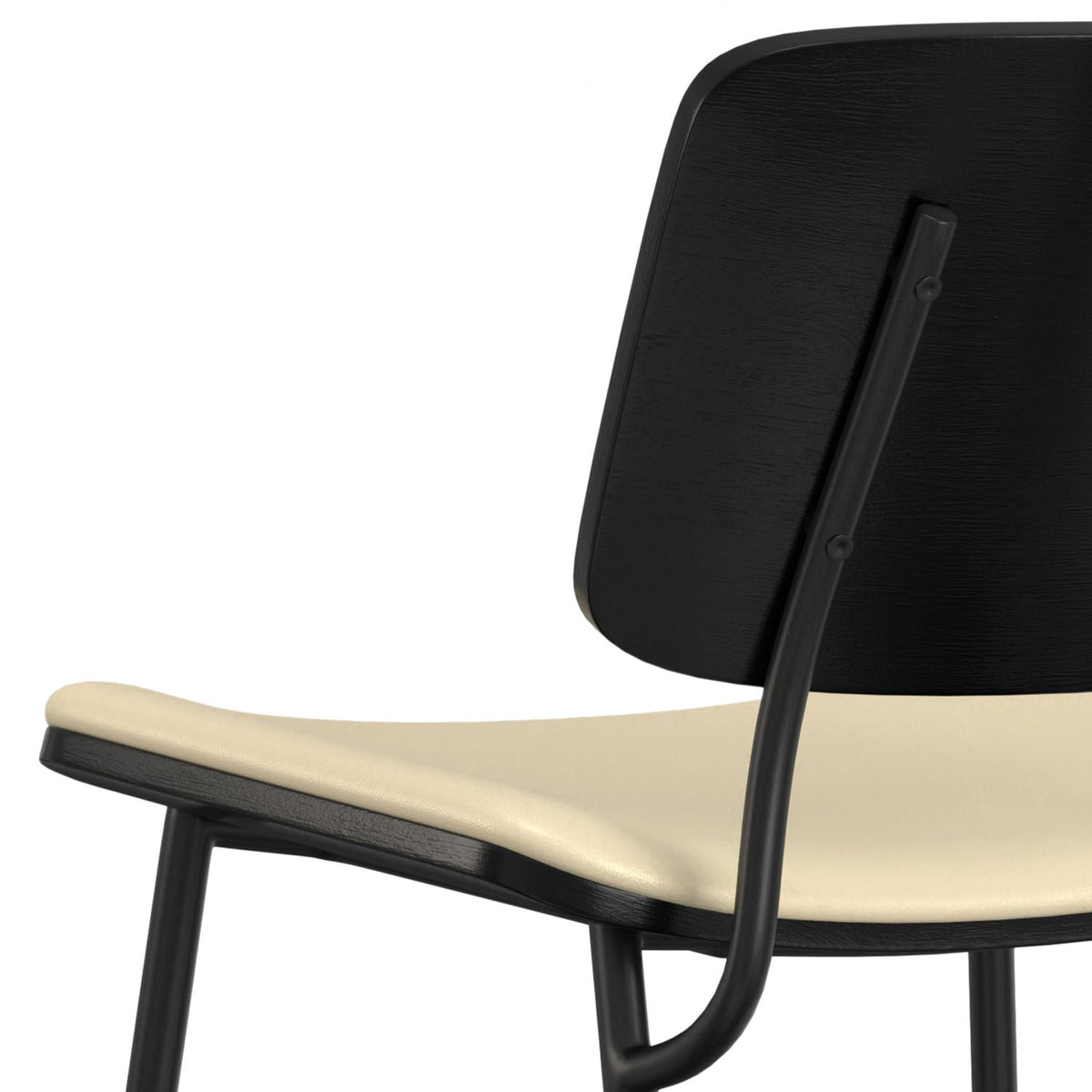 Ergonomic Dining Chair Set of 2 with Molded Plywood Backrest – Black or White