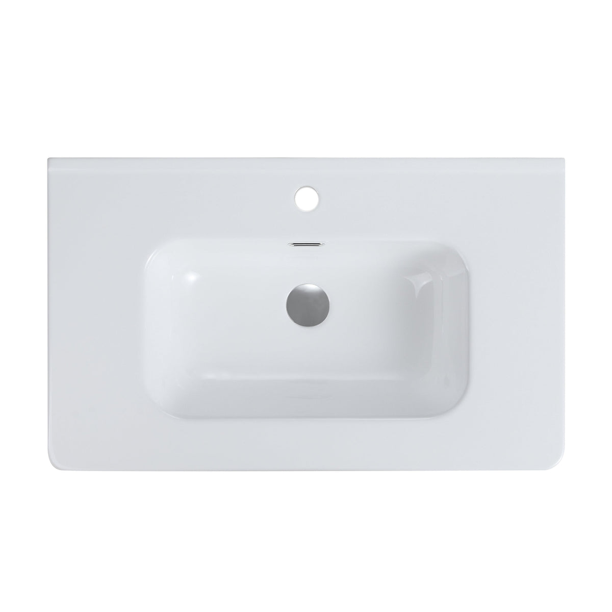 Glossy White Ceramic Integrated Bathroom Sink with Sleek Design - Gloss White