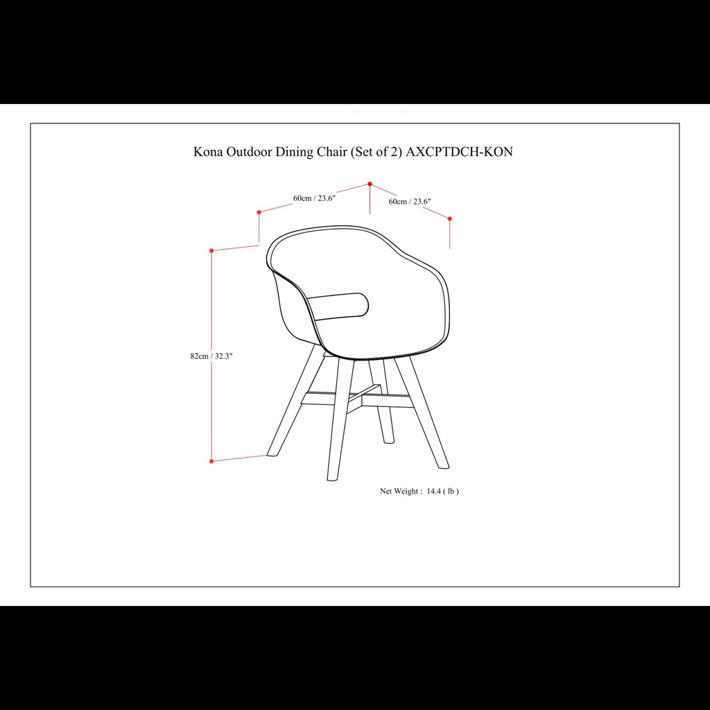 Outdoor Dining Chair Set of 2 with Solid Acacia Base - Black or Gray