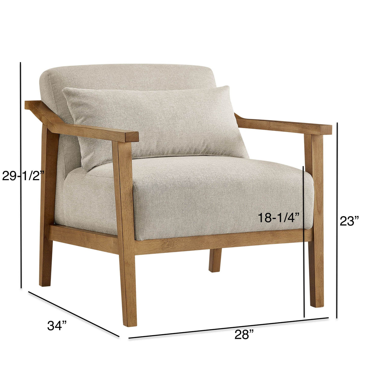 Arm Accent Chair with Lumbar Pillow - White or Dark Gray