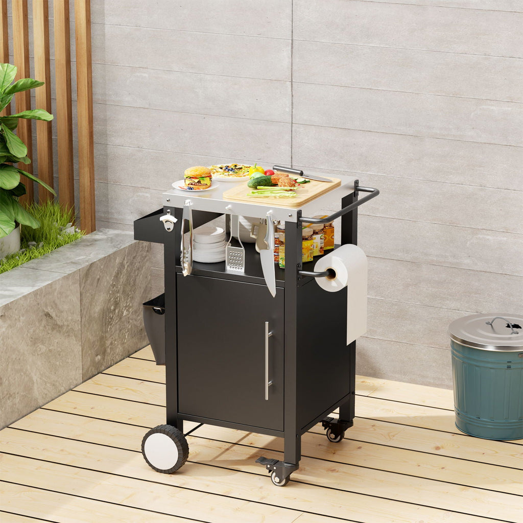 Outdoor Grill Cart With Storage, Rolling Bar Cart