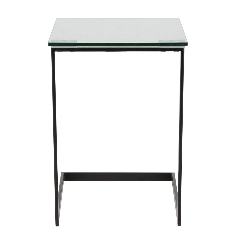Contemporary End Table with Tempered Glass Shelf - Pearl Silver or Black