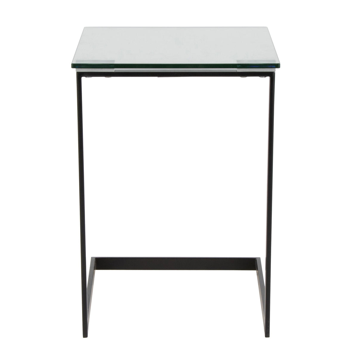 Contemporary End Table with Tempered Glass Shelf - Pearl Silver or Black