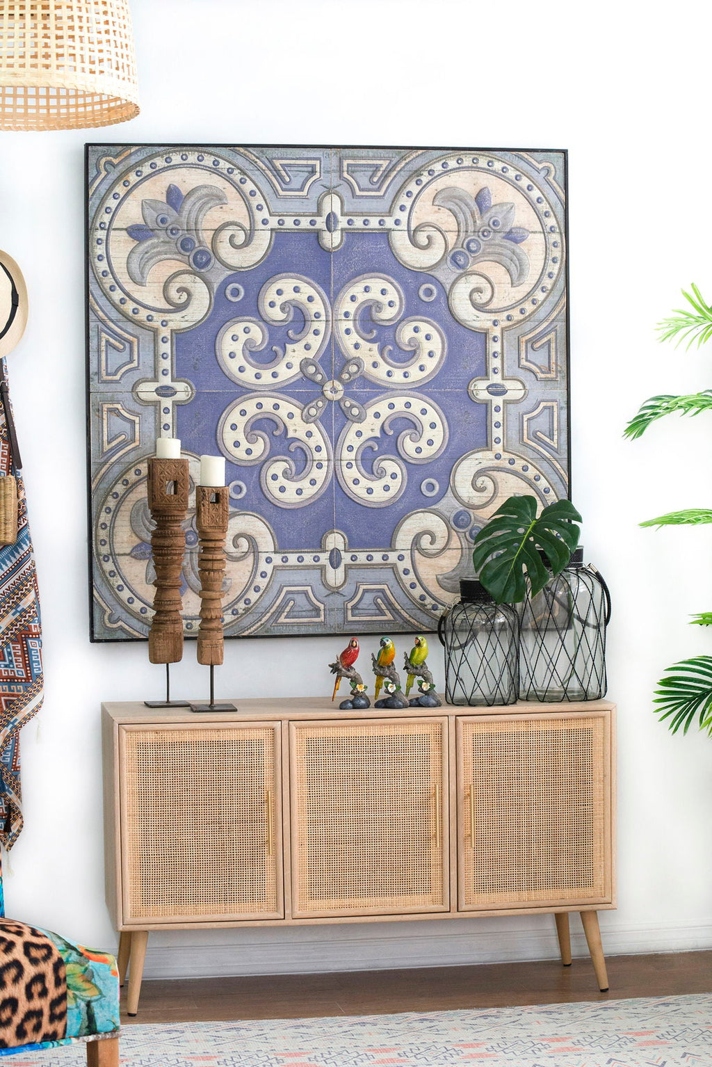 Large Wall Art Panel with Refined Pattern - Multicolor