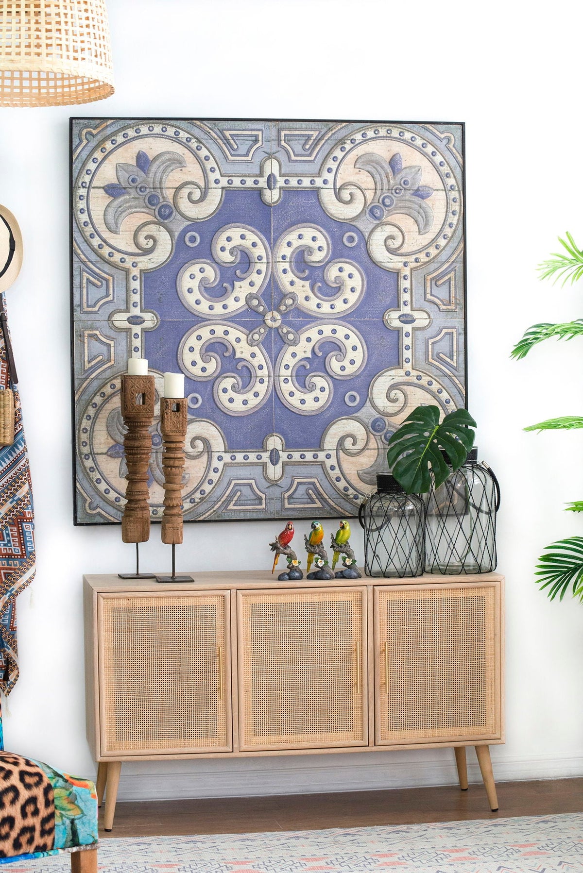 Large Wall Art Panel with Refined Pattern - Multicolor