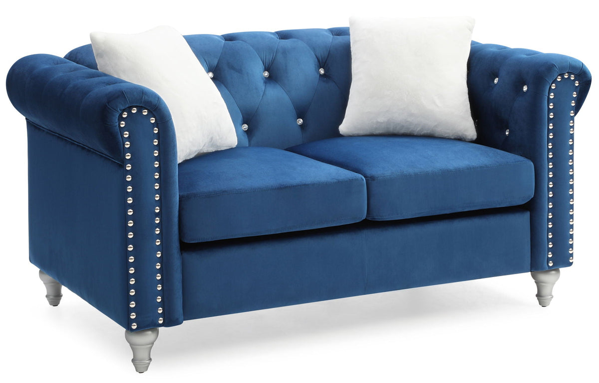 Contemporary Loveseat with Jeweled Tufted Design - Multiple Colors