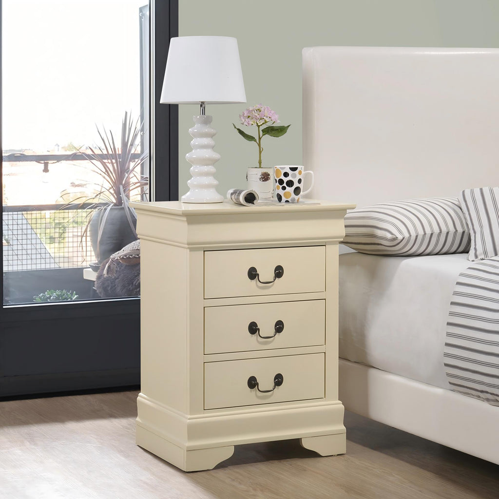 Louis Phillipe Wood Nightstand with Storage Drawers - Multiple Colors