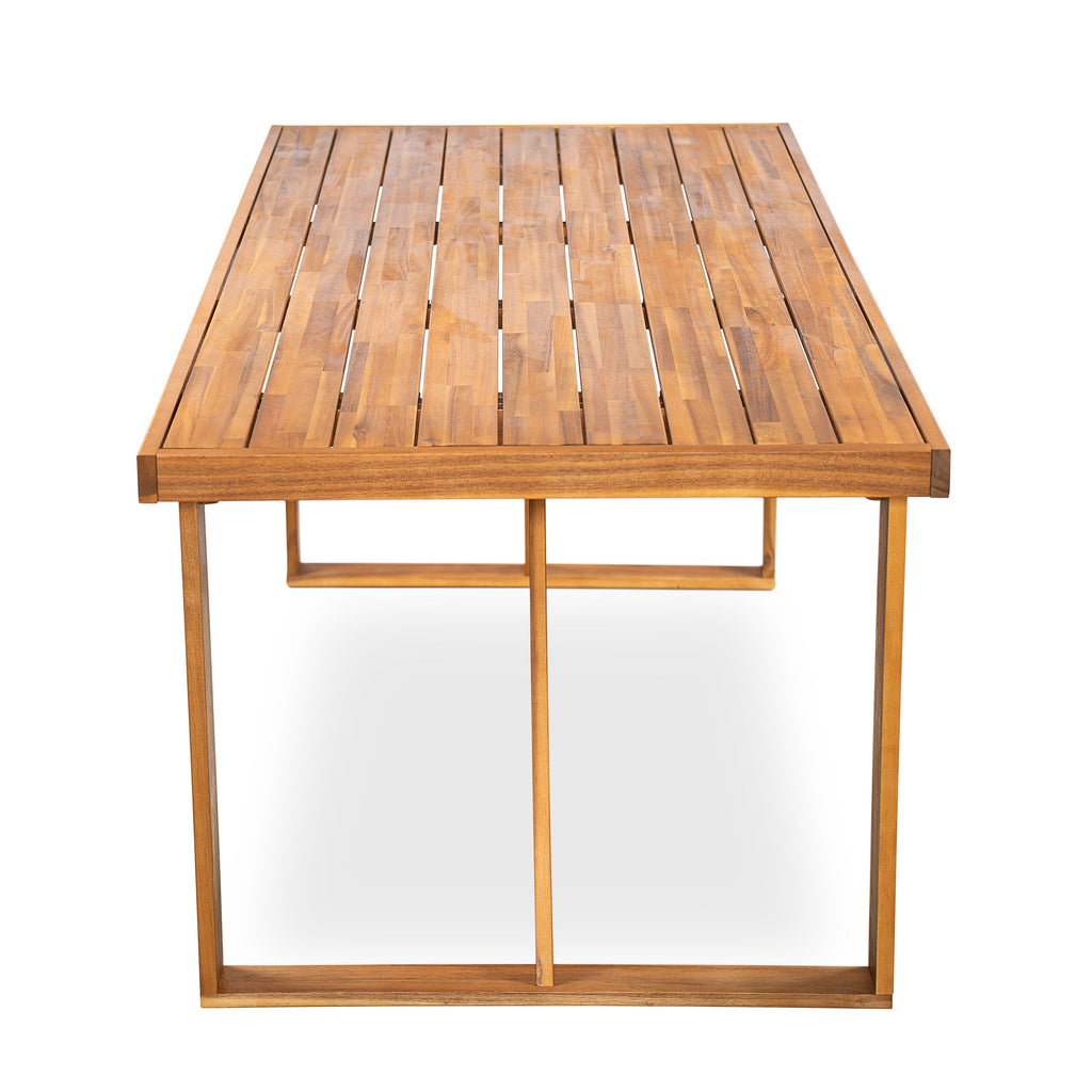 7 Piece Acacia Wood Outdoor Dining Set with Cushions - Teak Finish