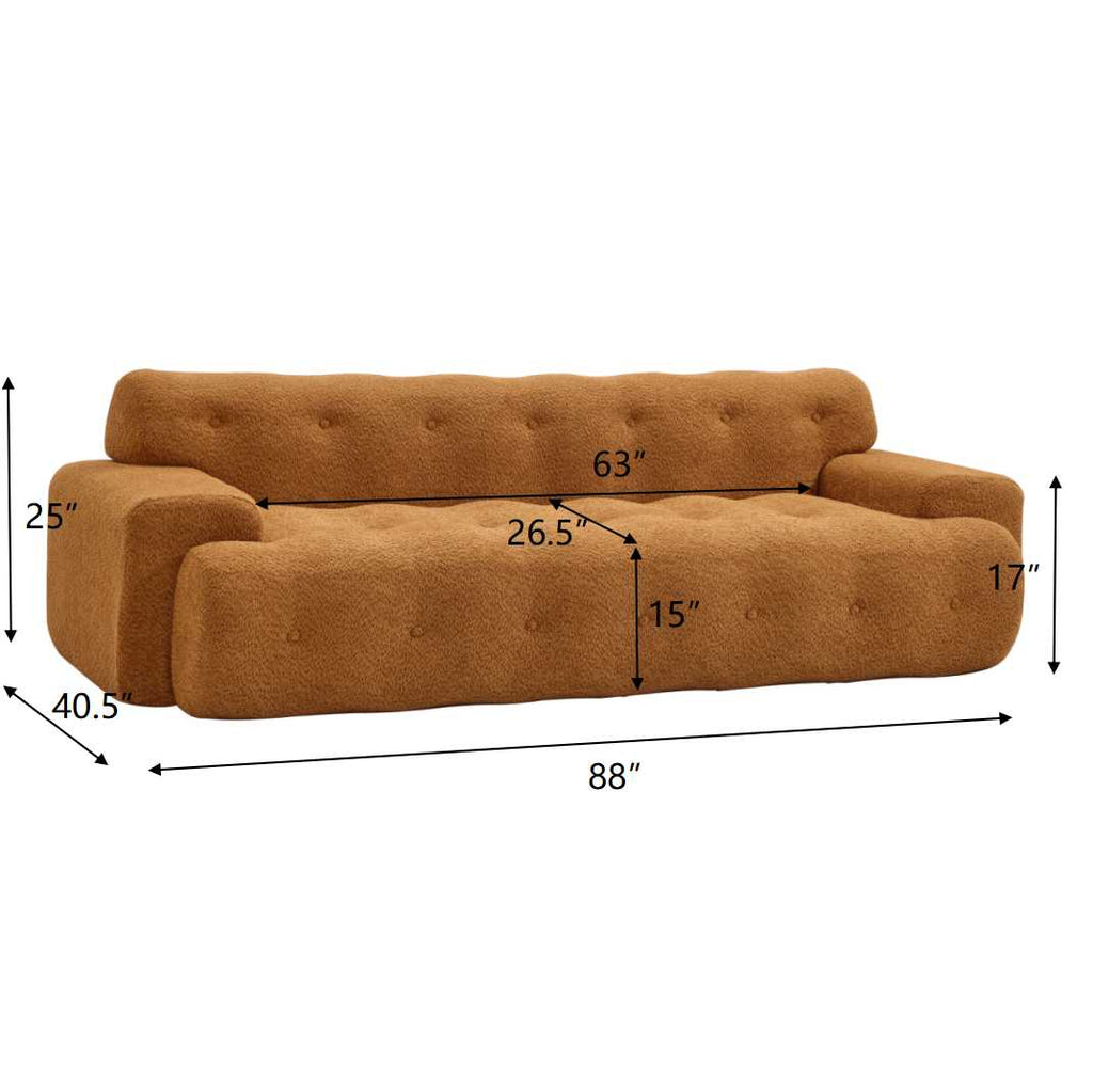 88 in. Boucle 3 Seater Sofa with Button Tufted Upholstery - Nomad
