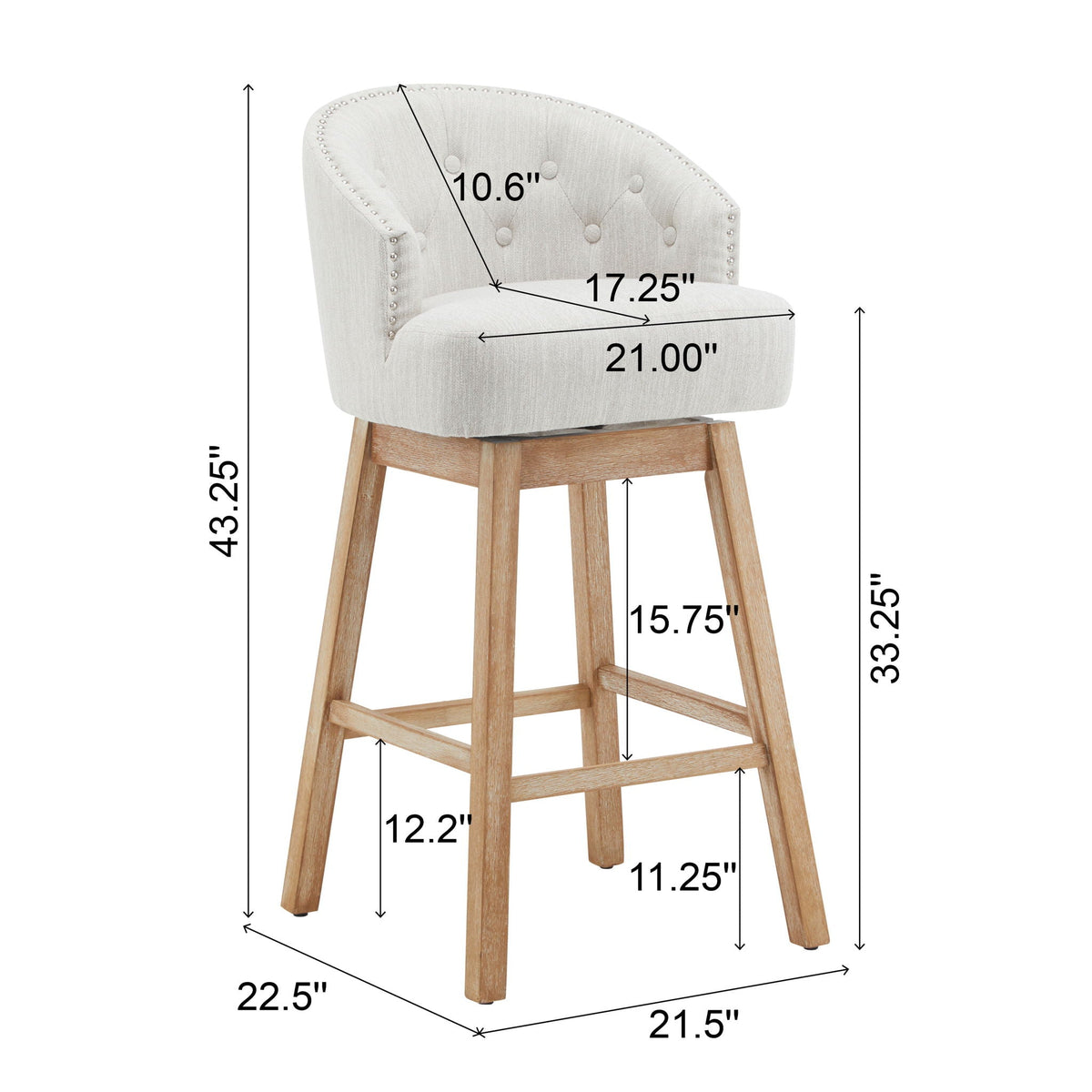360 Degree Rotation Swivel Counter Stools (Set of 2)