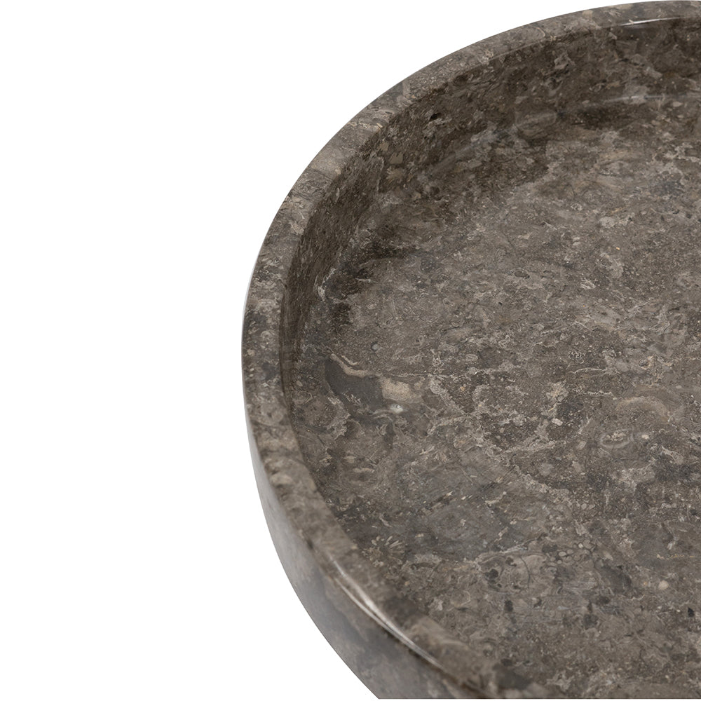 Marble Pedestal Plate with Sturdy Base - Gray