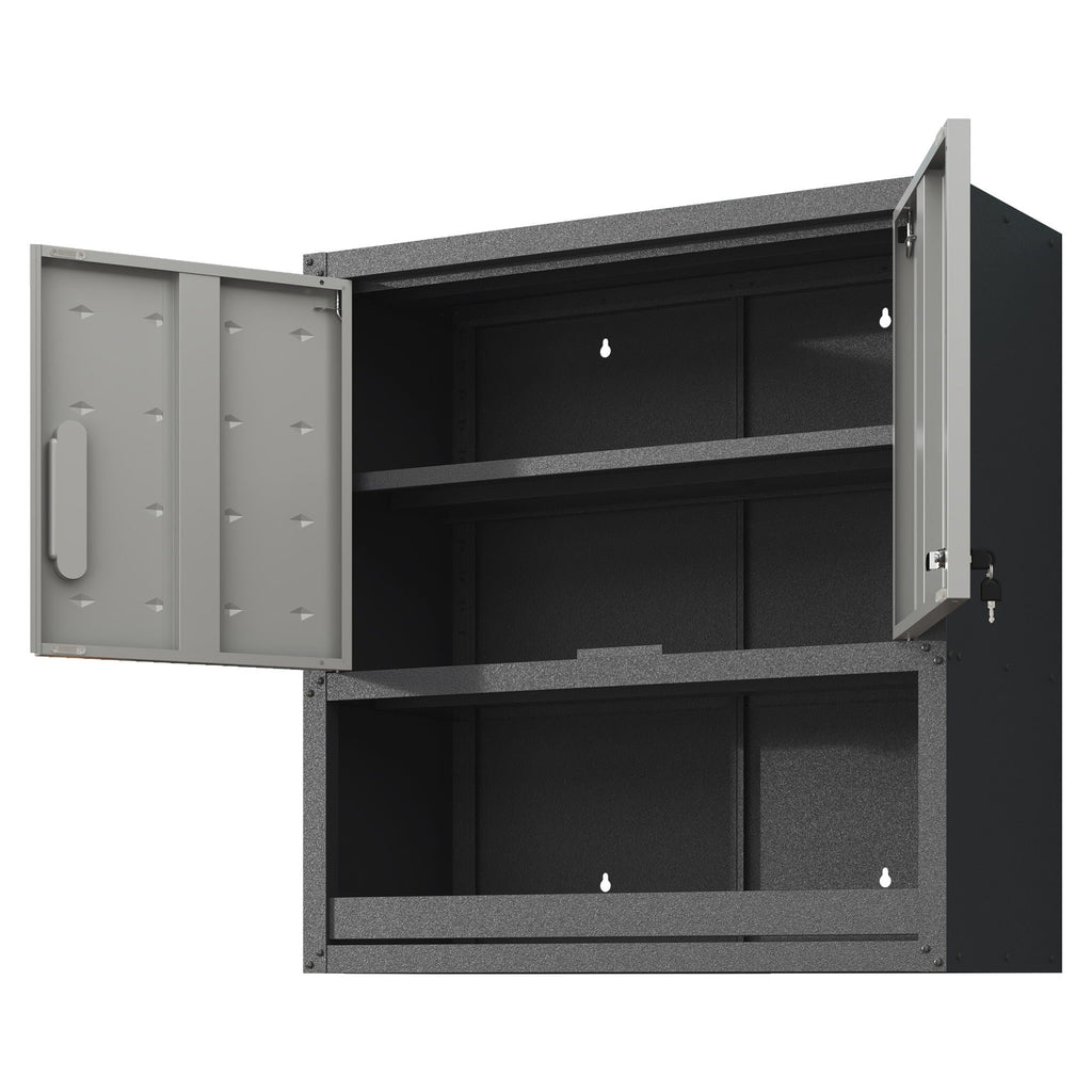 Metal Wall Mounted Tool Storage Cabinet with Locking Door - Gray