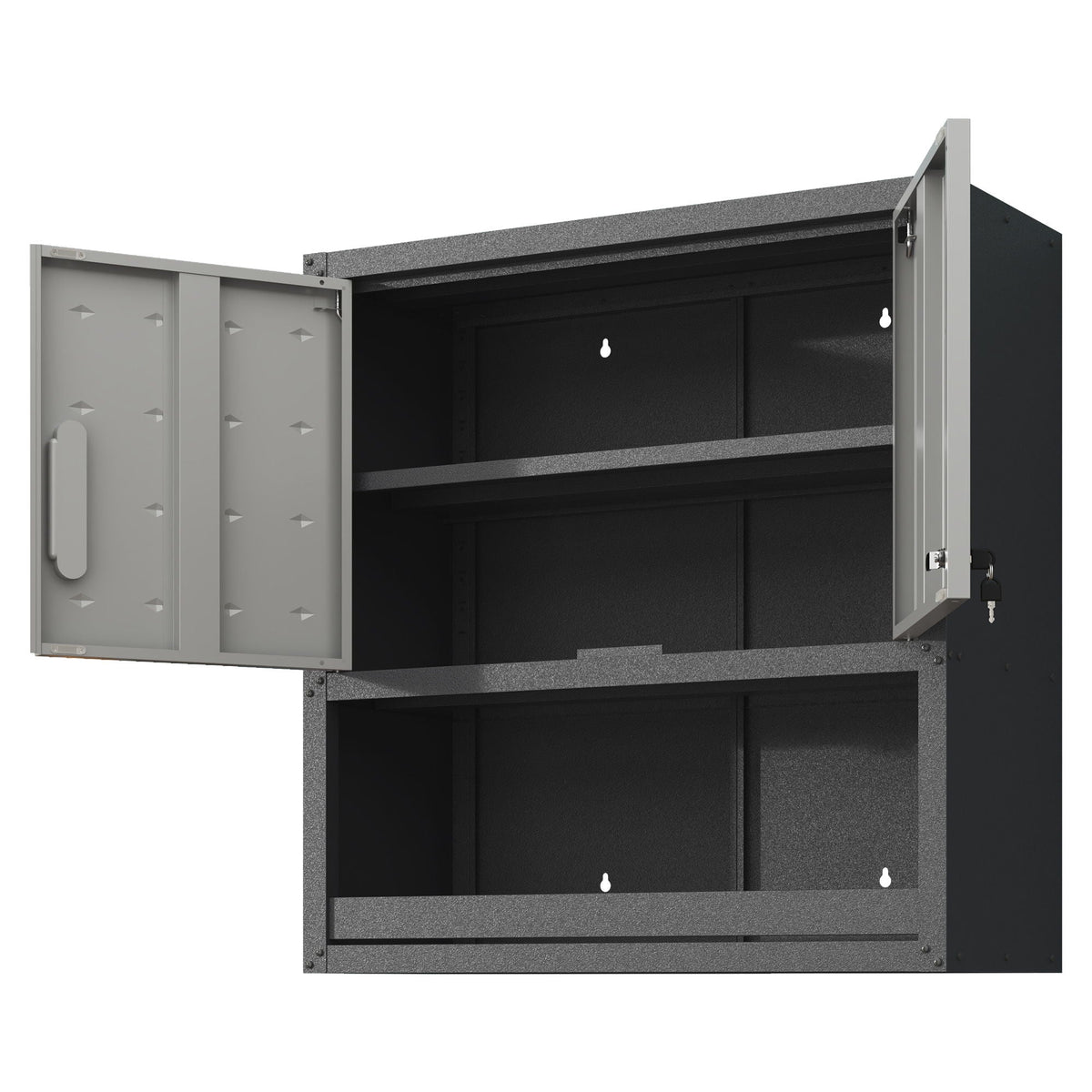 Metal Wall Mounted Tool Storage Cabinet with Locking Door - Gray