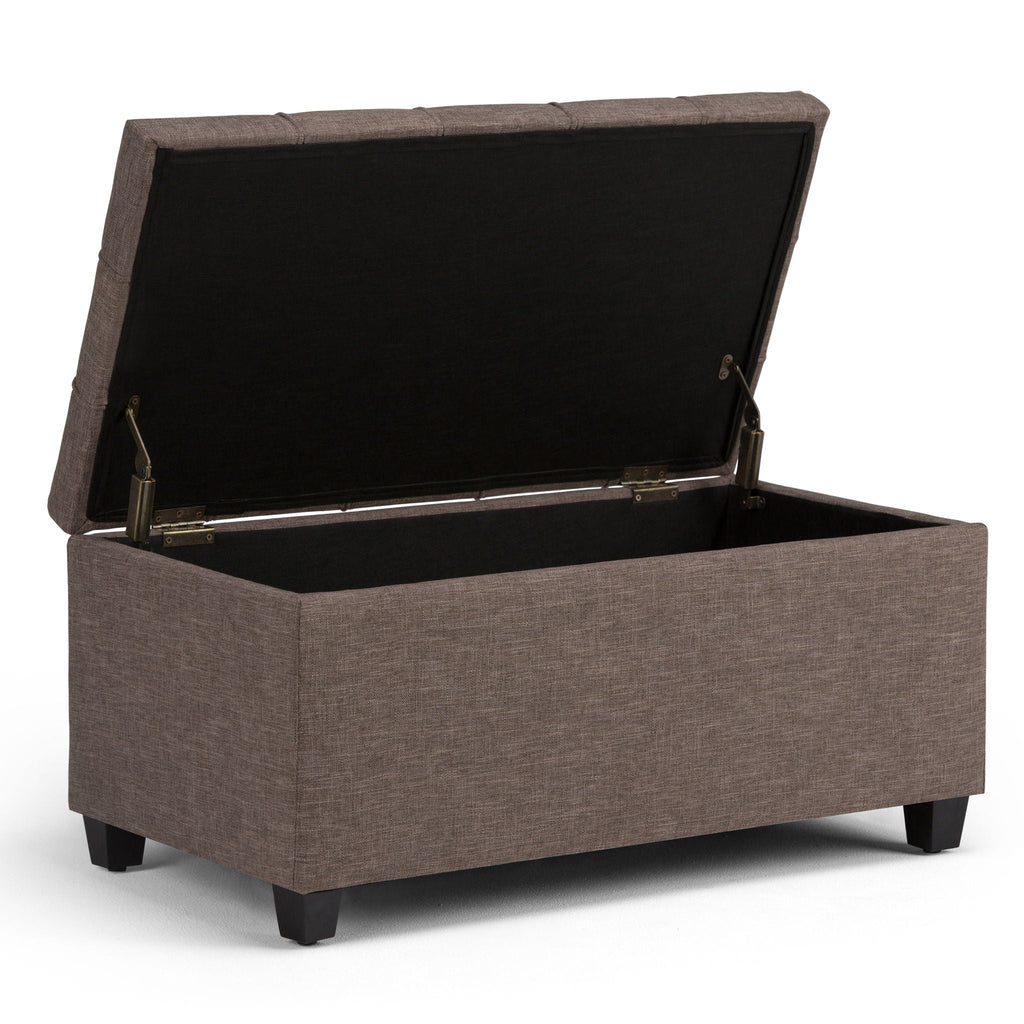 Upholstered Storage Ottoman Bench with Safety Hinge - Multiple Colors