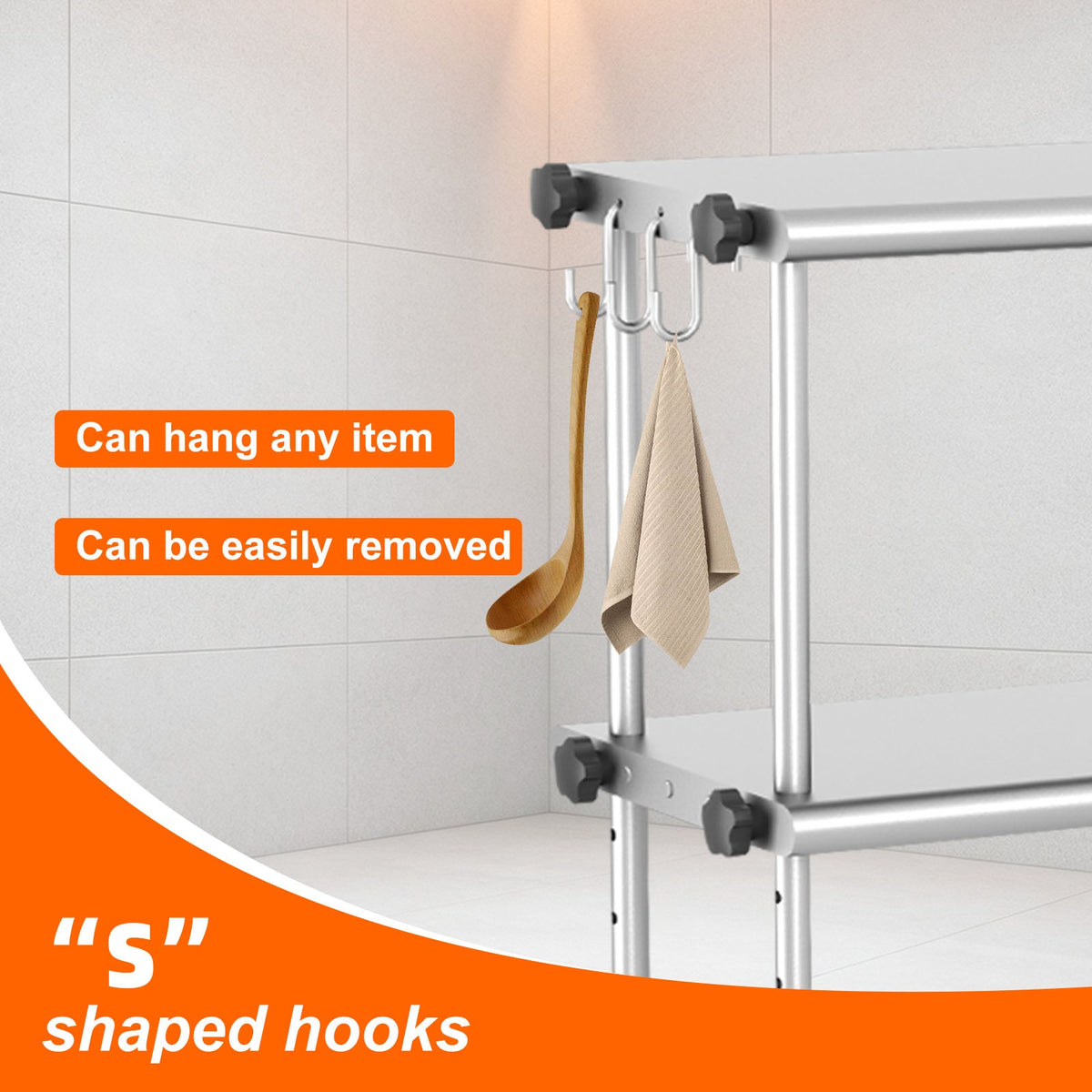 Stainless Steel Adjustable Kitchen Shelf with Adjustable Design - 60 Inch