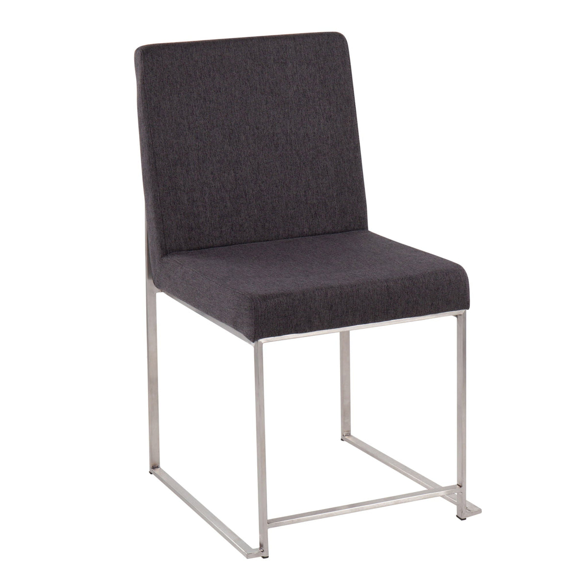 Contemporary High Back Dining Chair Set of 2 with Padded Upholstery - Dark Gray or Beige