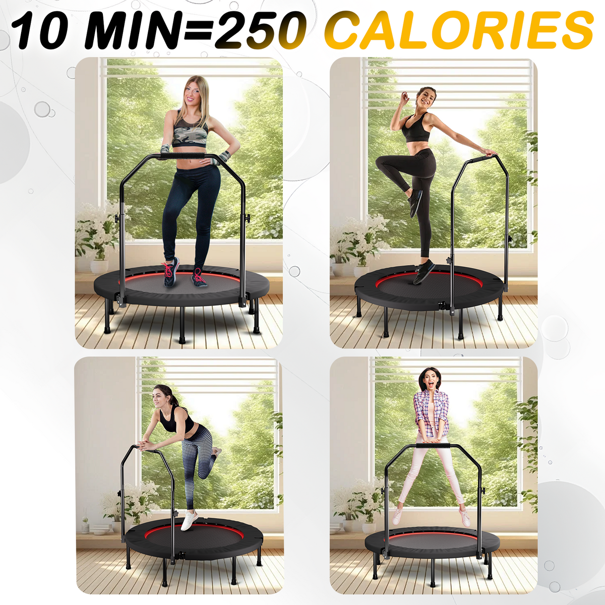 40 Inch Foldable Trampoline with Adjustable Handle - Standard Spring