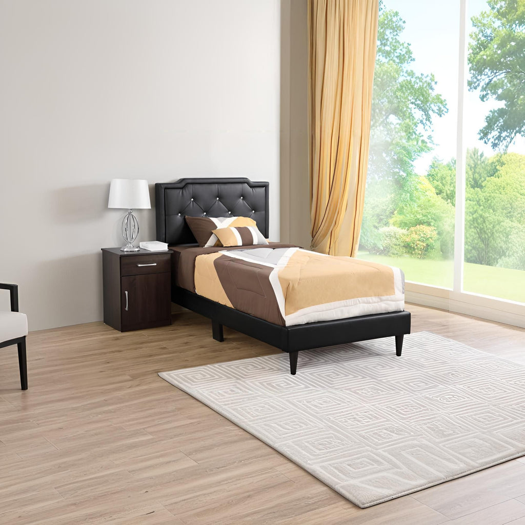 Button Tufted Upholstered Bed with Charming Design - Multiple Colors