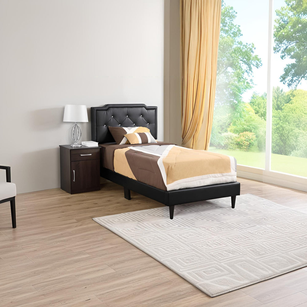 Button Tufted Upholstered Bed with Charming Design - Multiple Colors