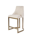 Upholstered Counter Stool with Metal Base – Cream