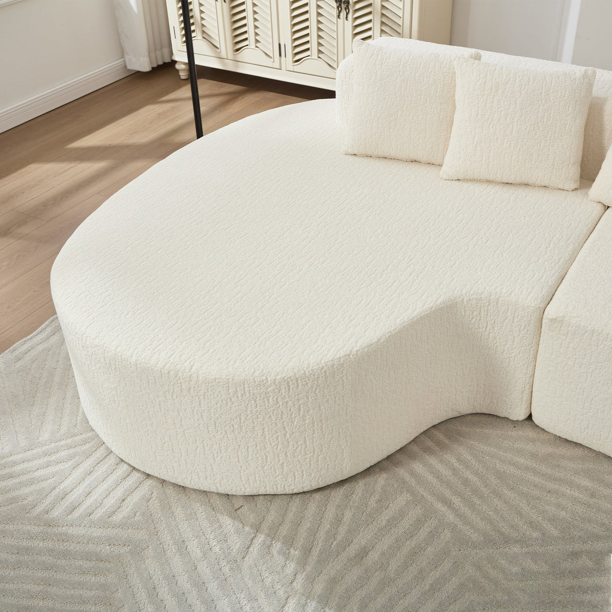 Boneless Sectional Sofa with Pillows - White