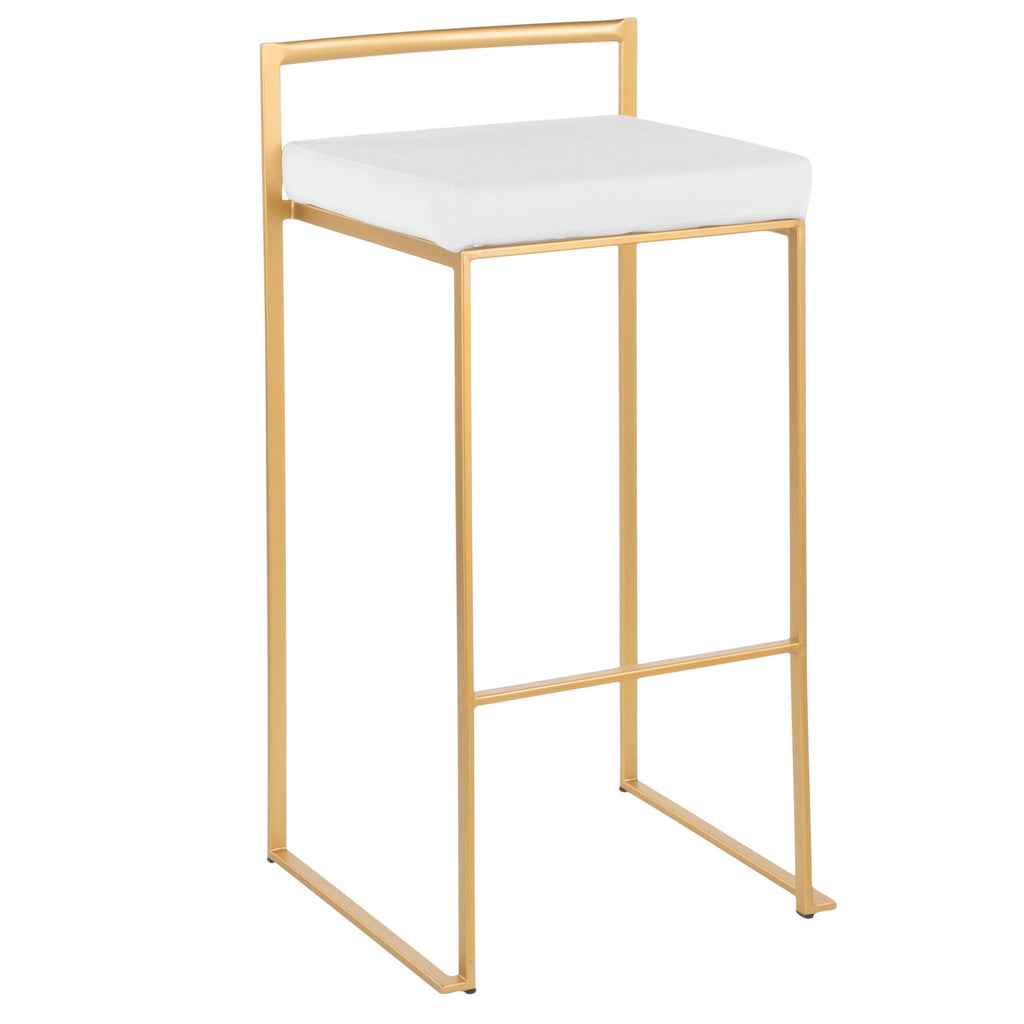 Contemporary Stackable Barstool Set with Upholstered Seat - Multiple Colors