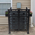 3x3 Ft Metal Air Conditioner Privacy Fence with Planter Boxes - Black