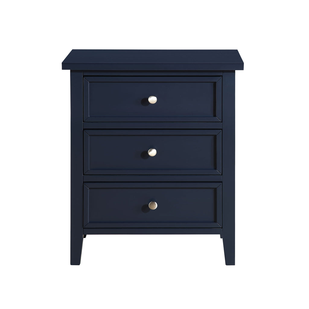 3 Drawer Nightstand with Metal Glides - White, Blue, Dark Green