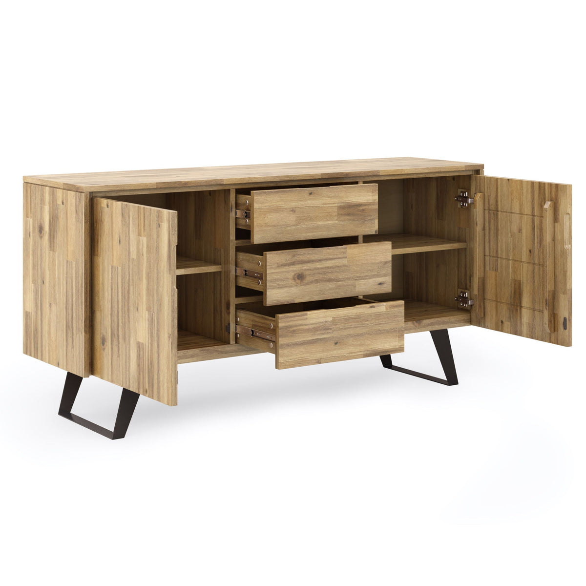 Lowry Modern Industrial Sideboard Buffet with Adjustable Shelves - Dark Brown or Light Brown