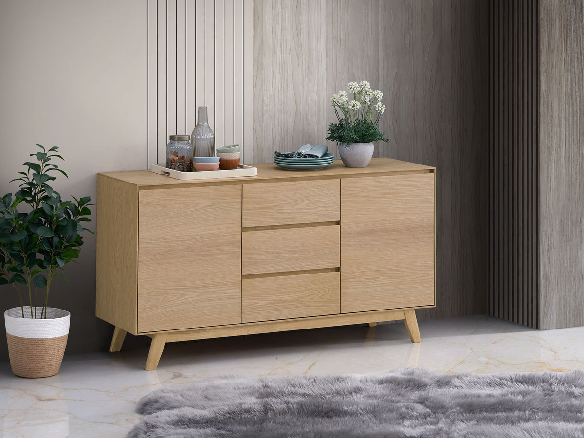 Kasem Oak Server with Storage - Light Brown