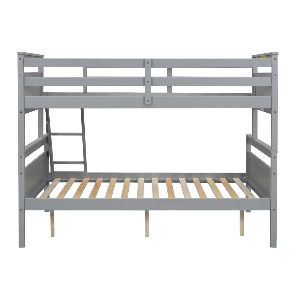 Twin Over Full Bunk Bed with Ladder and Storage Options - White or Dark Gray