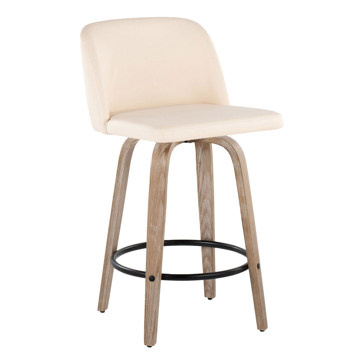 Toriano - Contemporary Fixed-Height Counter Stool & Swivel with Round Footrest (Set of 2)