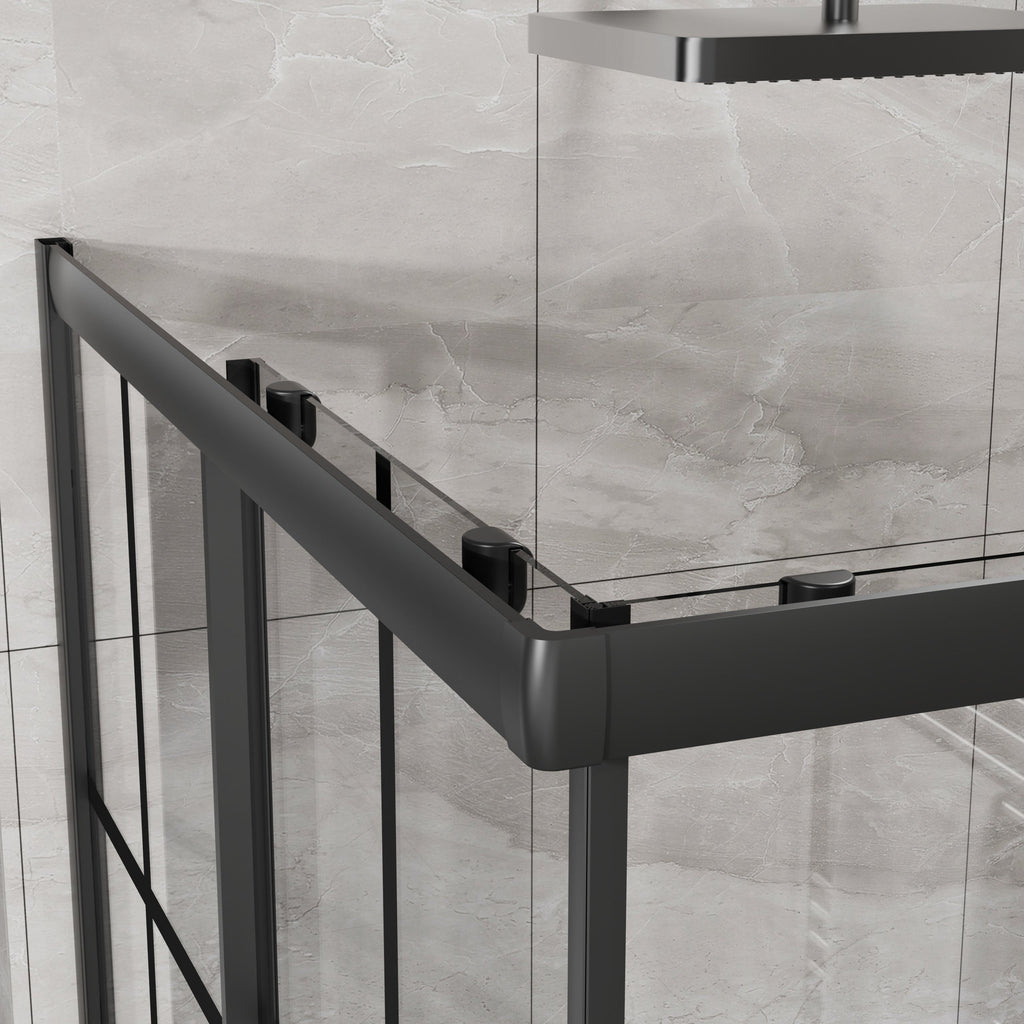 Tempered Glass Corner Shower Door with Sliding Opening - Clear