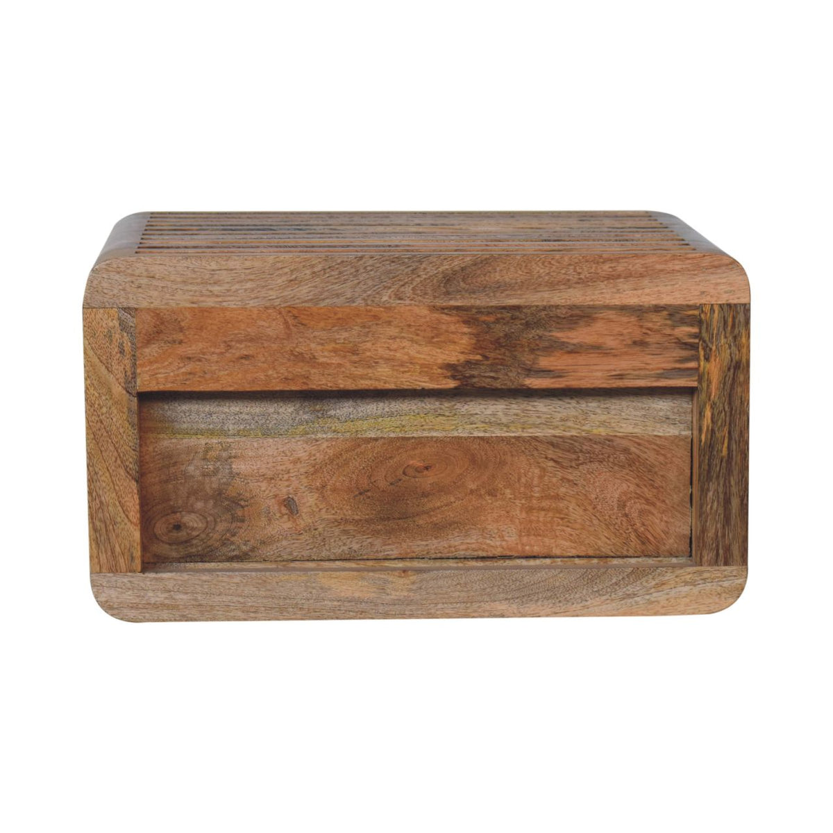Soba Wall-Mounted Bedside Nightstand with Open Storage - Natural Mango Wood