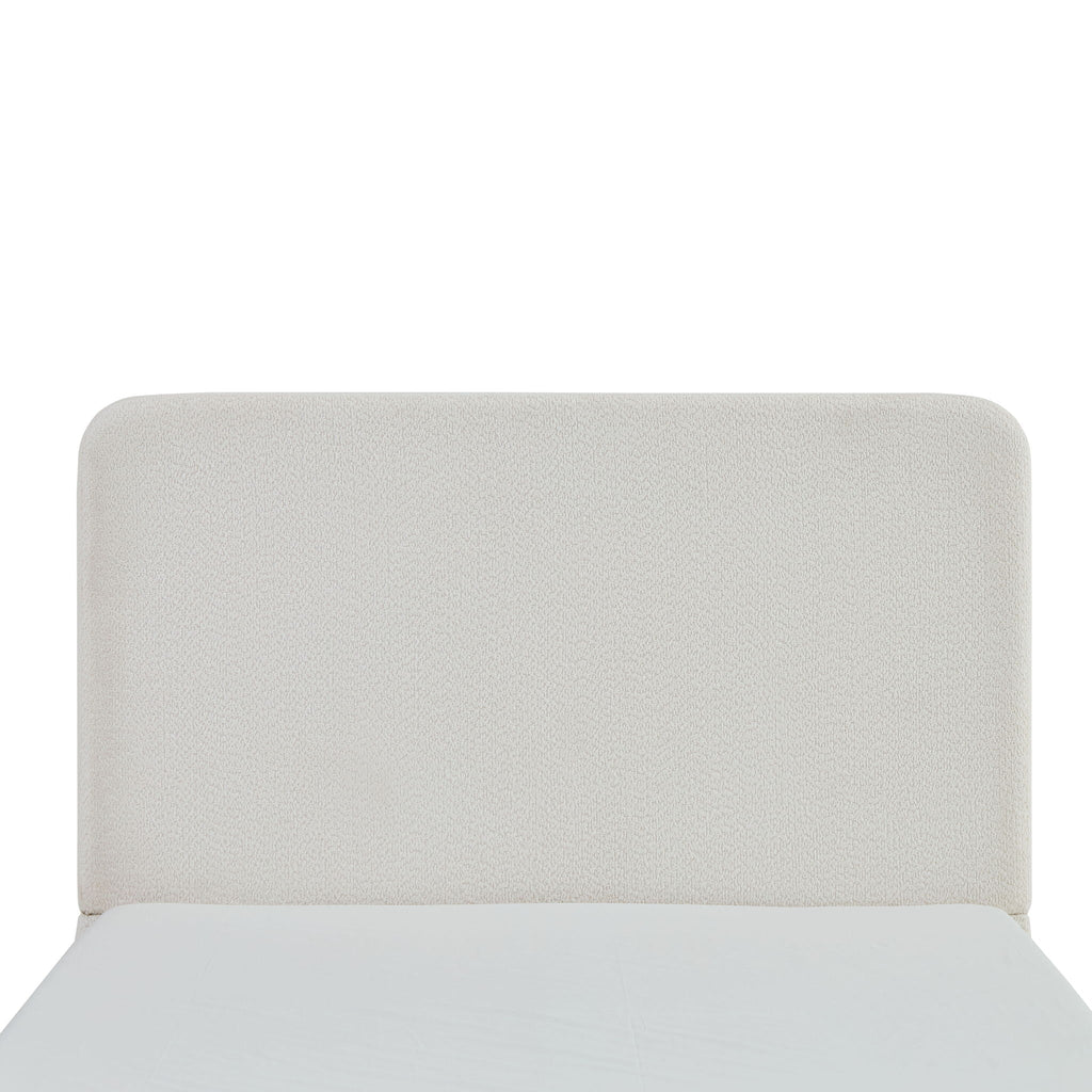Tall Headboard Upholstered Bed with Metal Frame - King, White