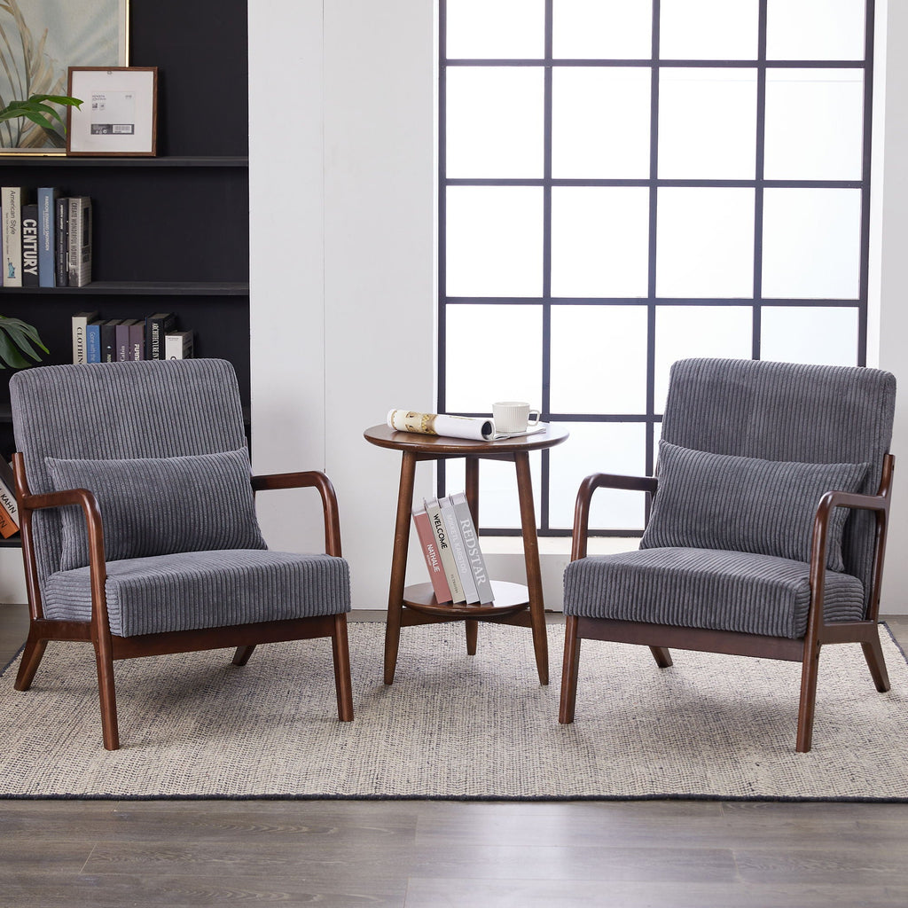 Accent Chair With Pillow And Wood Frame