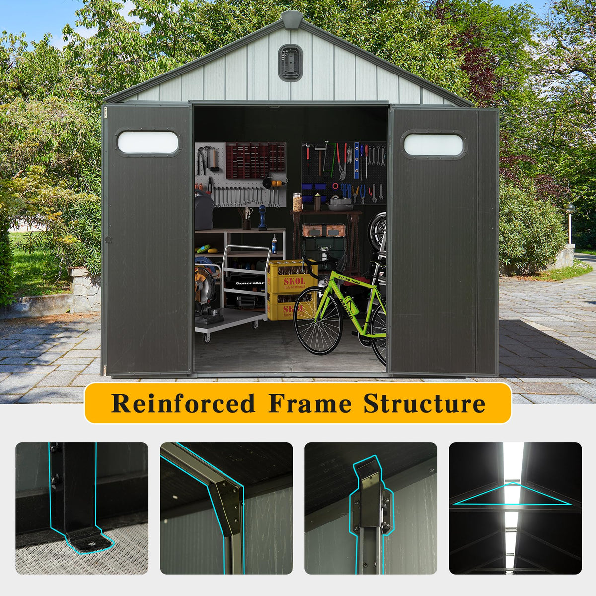 8x8FT Resin Outdoor Storage Shed