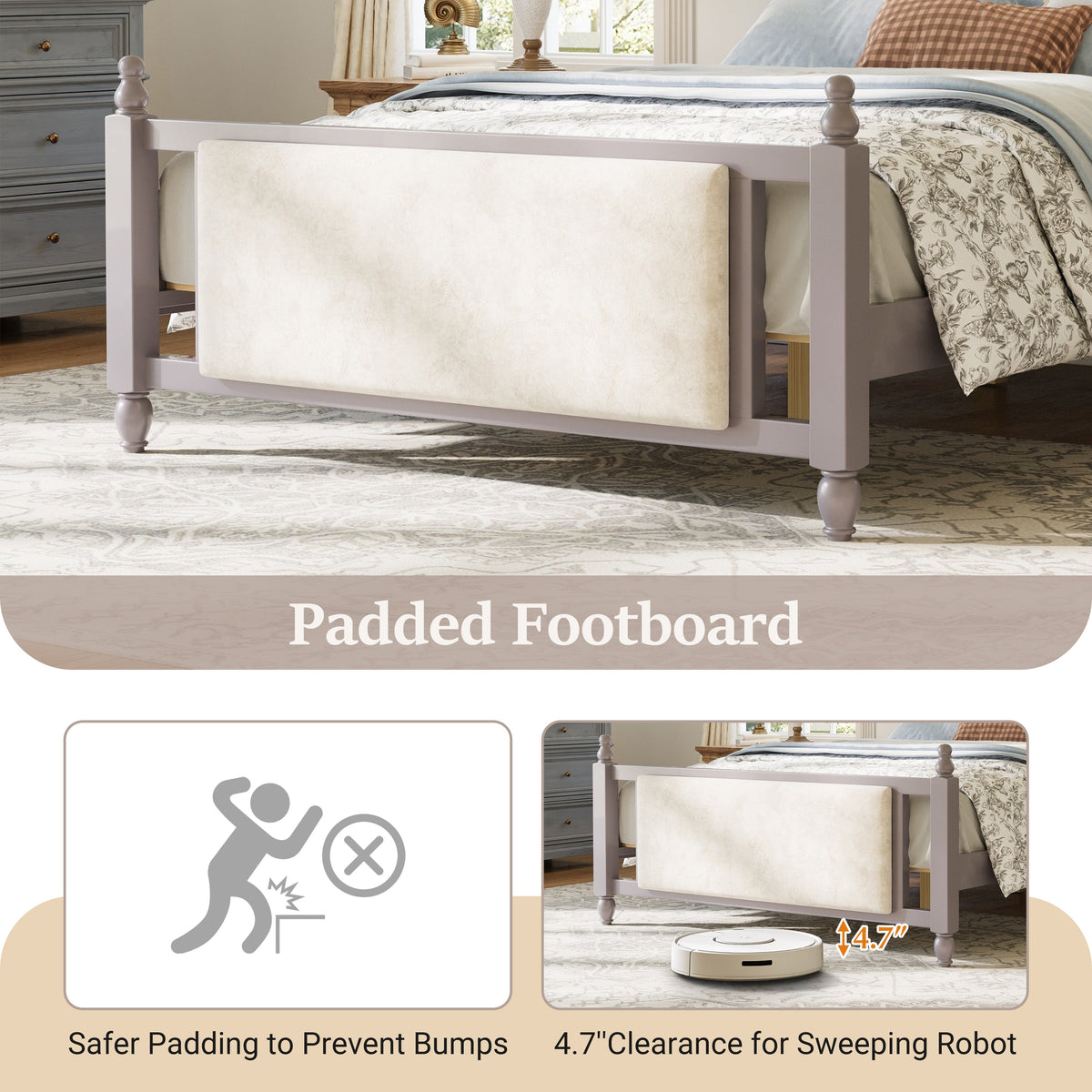 Queen Size Upholstered Platform Bed with Button Tufted Velvet Headboard - Taupe or Brown