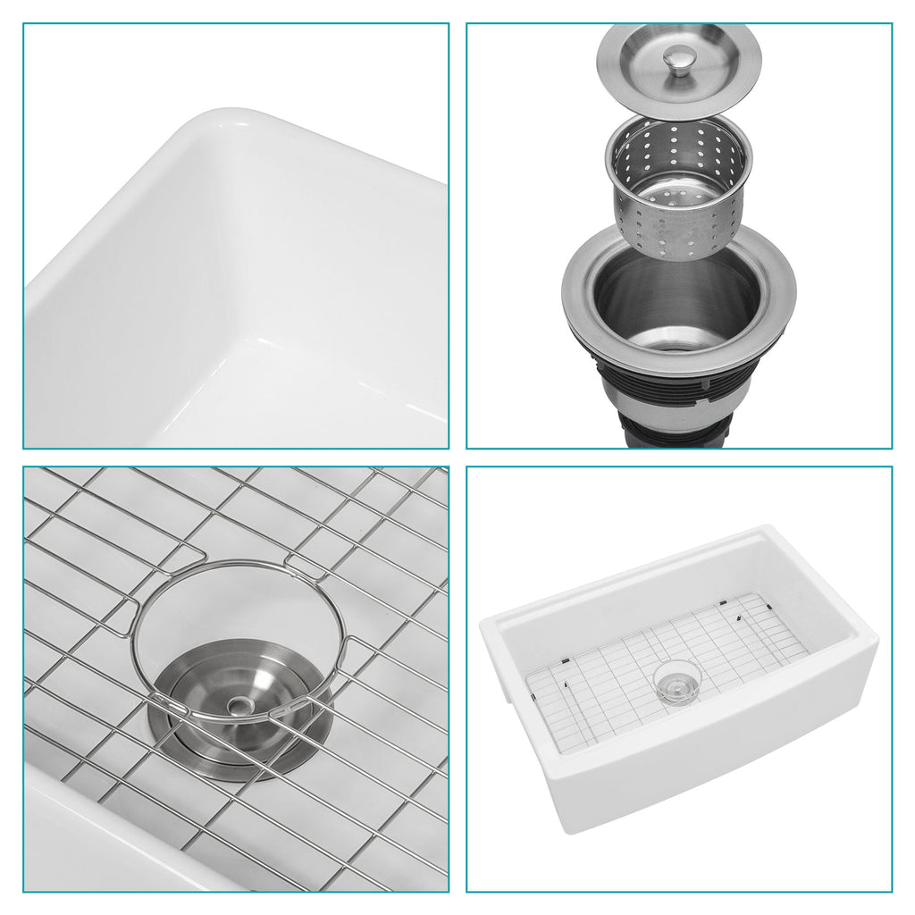 Classic Ceramic Farmhouse Sink Workstation Single Bowl With Durable Finish