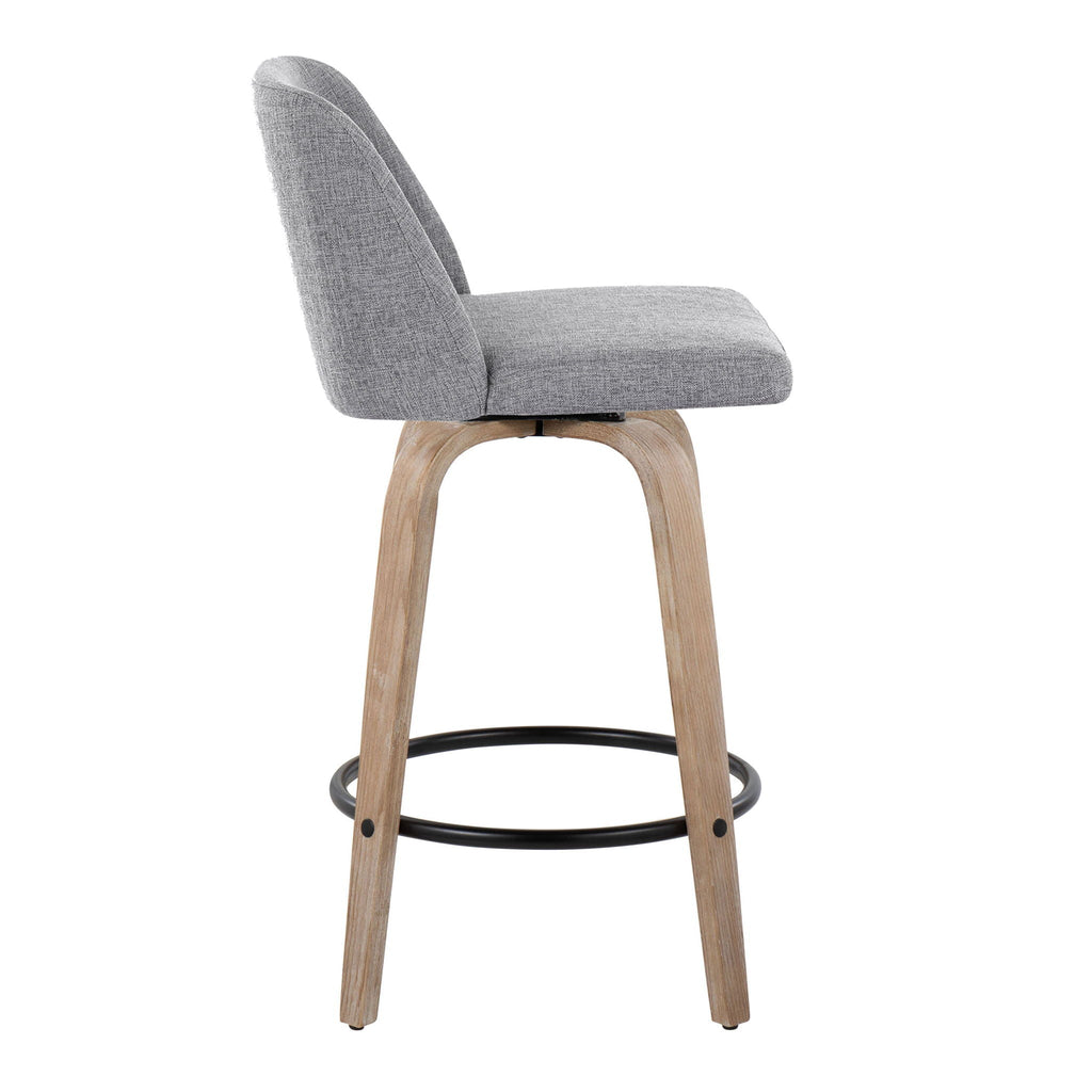 Toriano - Contemporary Fixed-Height Counter Stool & Swivel with Round Footrest (Set of 2)