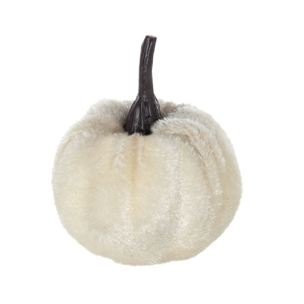 White Velvet Pumpkin Set with Mesh Bag - Sculptures & Figurines