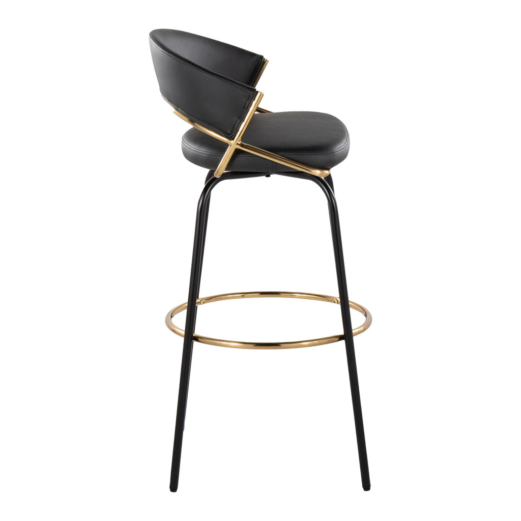 Fixed Height Contemporary Barstool Set with Swivel Footrest - Black or White