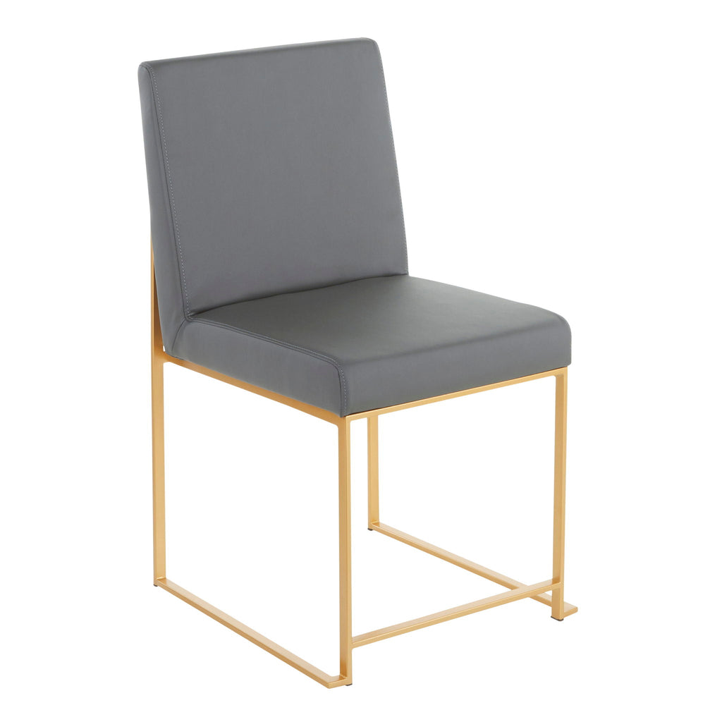 Contemporary High Back Dining Chair Set with Upholstered Seat - Multiple Colors