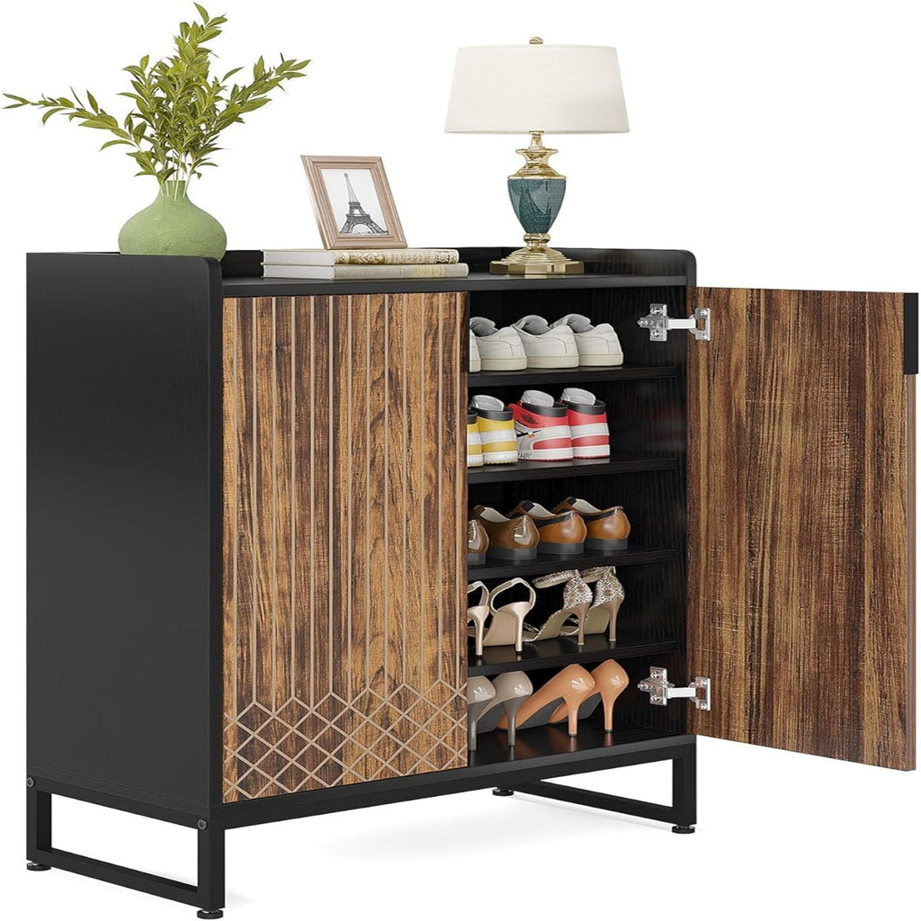 5 Tier Shoe Cabinet with Doors - Compact Storage Organizer