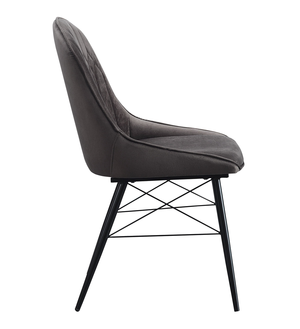 Upholstered Dining Seating with Metal Frame - Channel Tufting - Black or Dark Gray