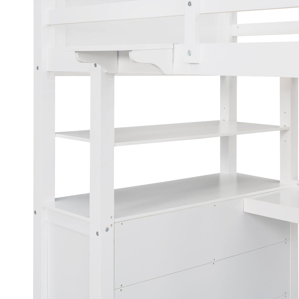 Loft Bed With Drawers With Desk And Shelves
