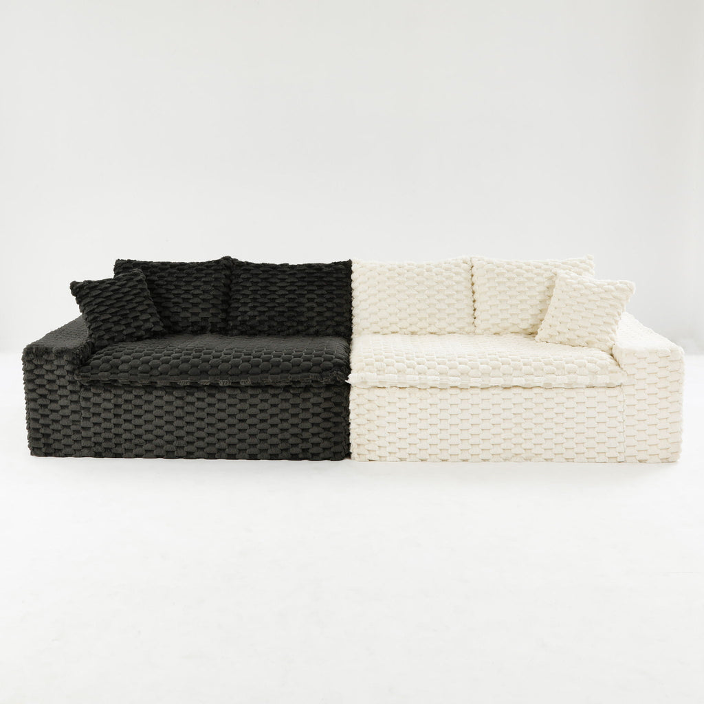 Luxury Multifunctional Sofa for Living Room with Adjustable Layout - Black, Dark Green, White, Pink